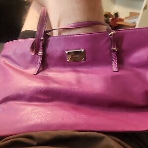 Nine West Fuchsia Tote with Gold Plaque